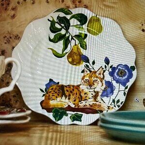 Anthropologie Nathalie Lete Marais Stoneware Dessert Lynx Plate is Brand New